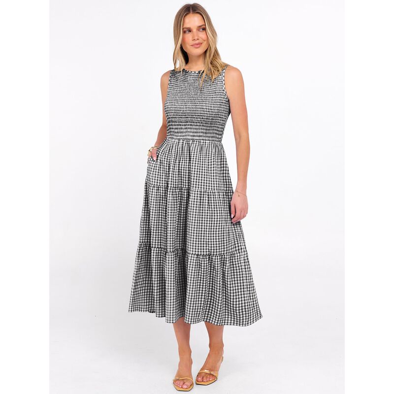 Vestido Maxi ANRABESS Sin Mangas a Cuadros Negr... image number null