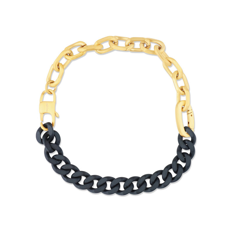 Pulsera De Acero Color Negro Con Dorado Mate Ca... image number null