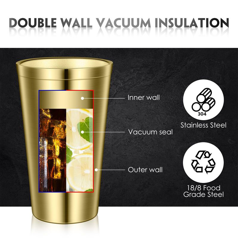 Vaso T&eacute;rmico Zopeal 480 ml Dorado 8 Unidades Ap... image number null