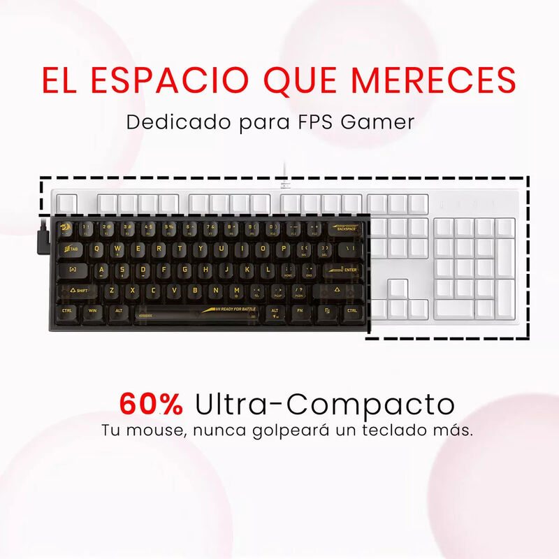 Teclado Gamer Mecánico Transparente Oscuro con ... image number null