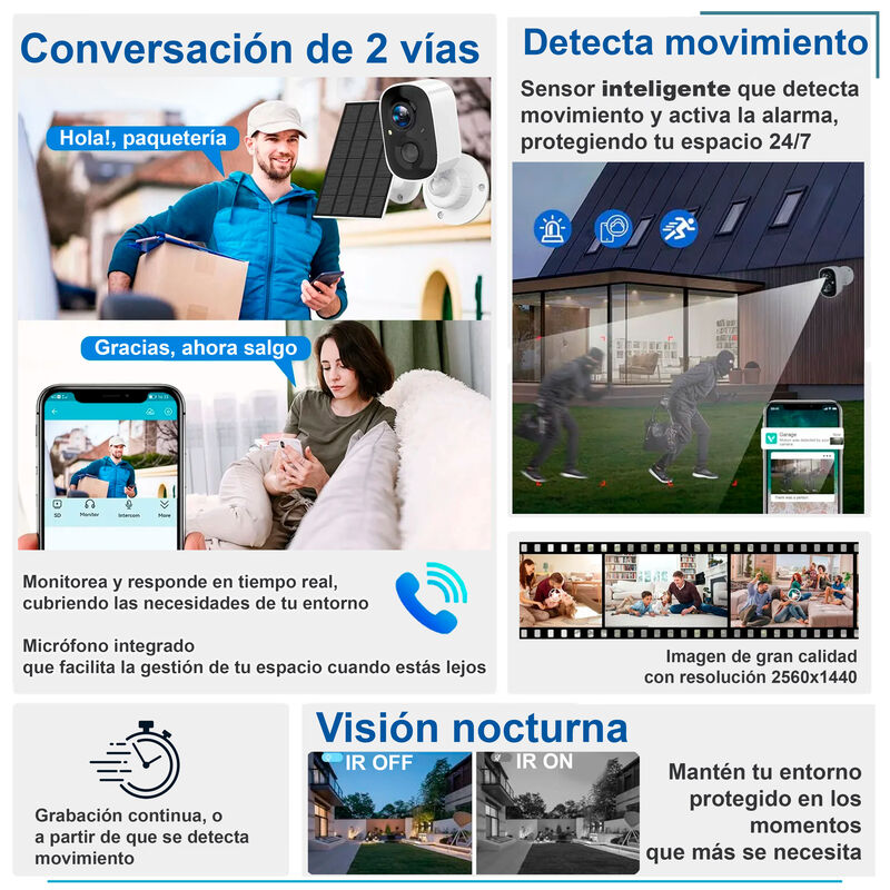 Video C&aacute;mara De Seguridad Vak M08 Panel Solar E... image number null