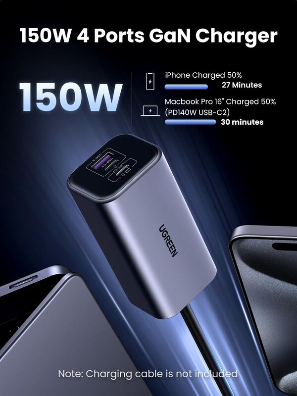 Cargador De Coche Ugreen 150w Usb C Pd 3.1 140w... image number null
