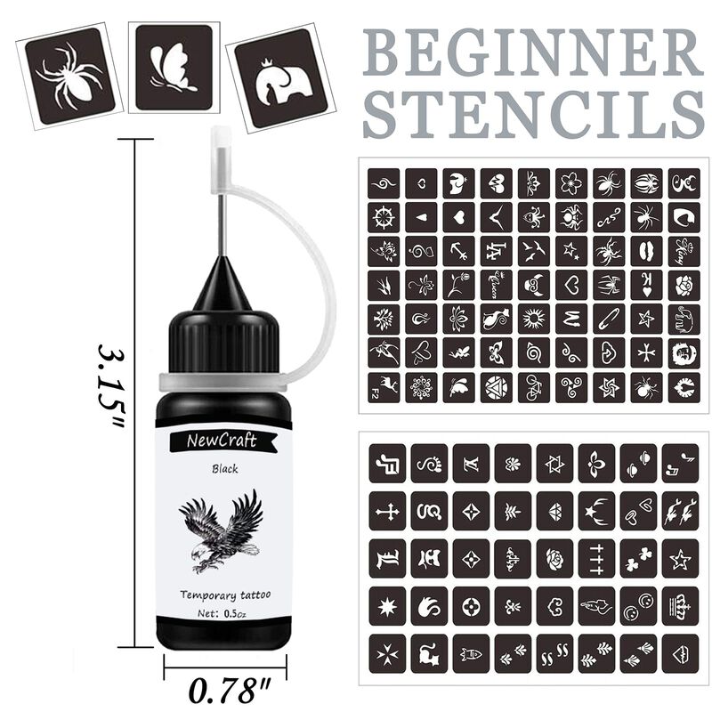 Kit De Tatuaje Temporal Newcraft Con 4 Tintas M... image number null