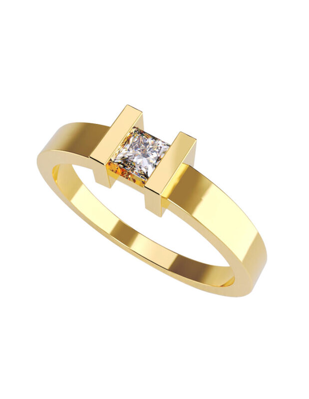 Anillo de Compromiso en Oro Amarillo 14K con Ci... image number null