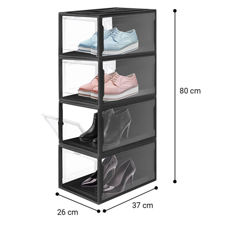 Zapateras Apilables Premium Alexa Negro  4 Pack image number null