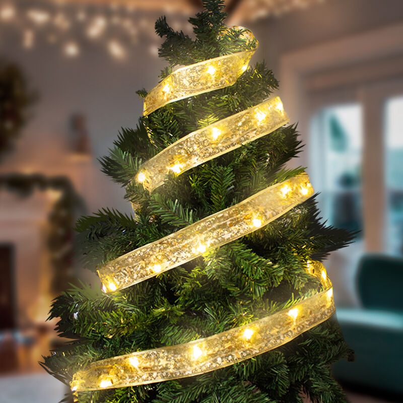 Liston Led Dorado Luz Amarilla Para &Aacute;rbol Navid... image number null