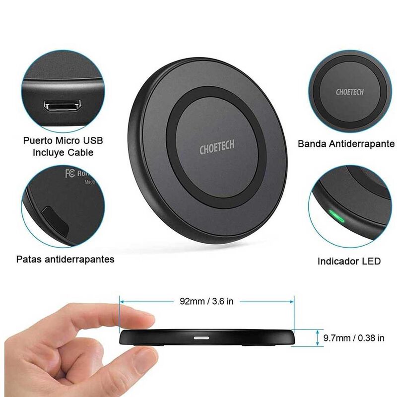 Base Cargador CHOETECH rapido inalambrico Qi 10... image number null