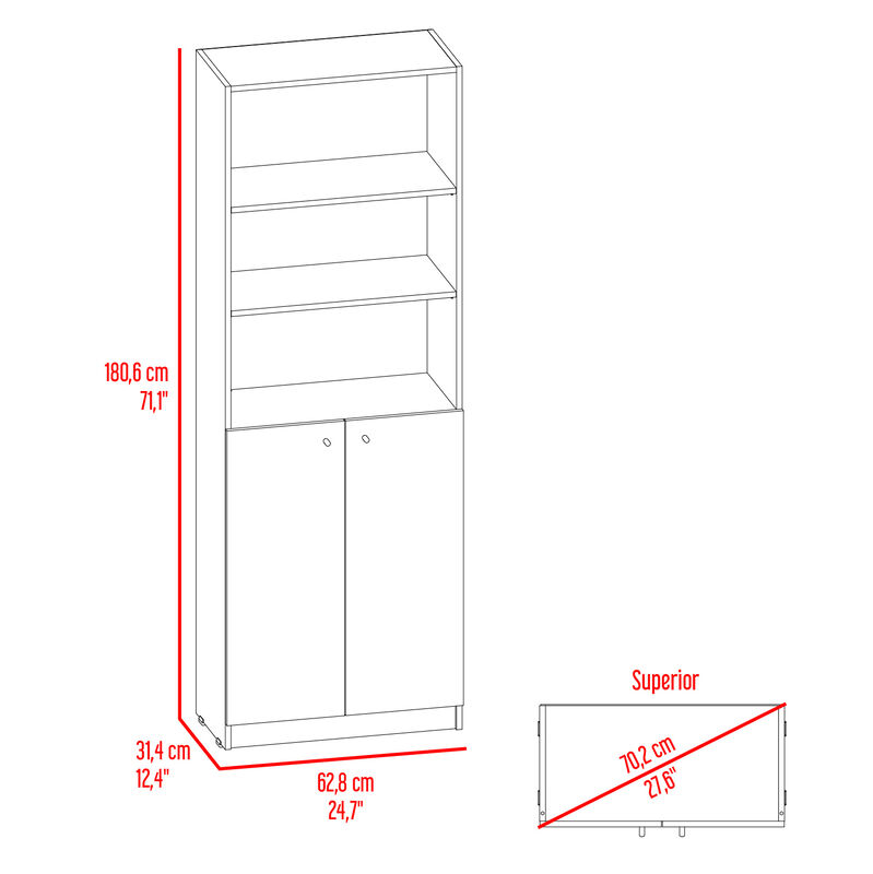 Librero Home Wengue Con Cinco Entrepa&ntilde;os Y Dos ... image number null