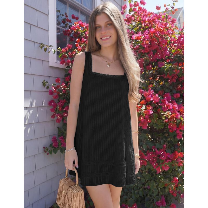 Vestido Mini de Algod&oacute;n Negro Fomely image number null
