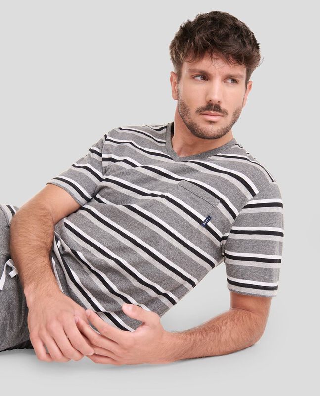 Pijama de Rayas Grises Gris image number null