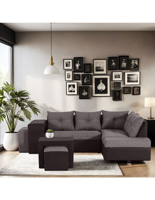 Sala Modular Esquinera Barcelona con Baúl gris image number null