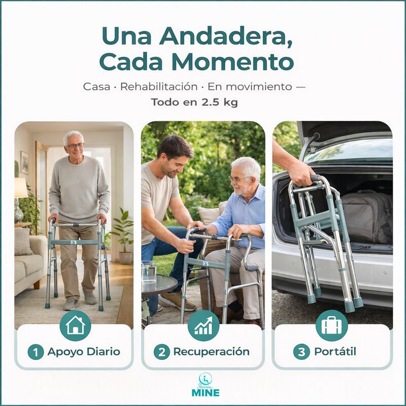 Andadera Doble Apoyo de Aluminio Plegable Refor... image number null