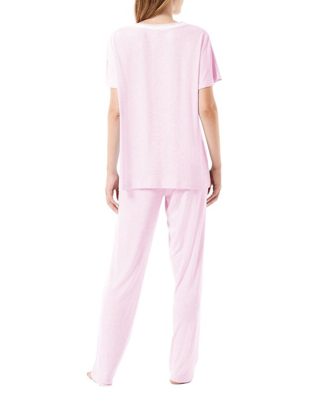 Pijama Largo con Puntilla Rosa image number null