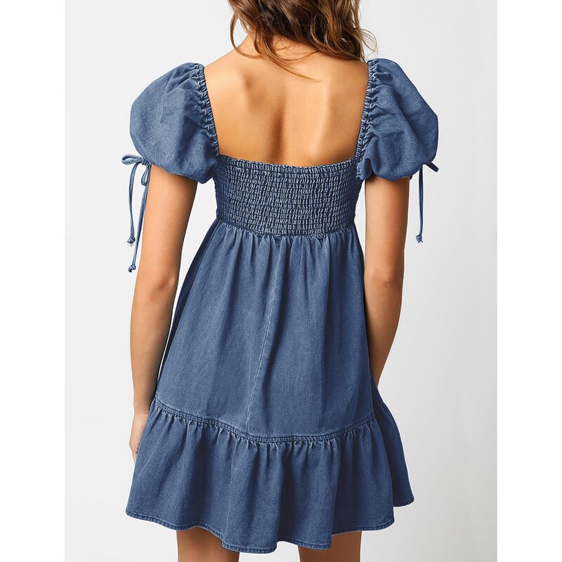 Vestido Mini Denim Azul Potili Mangas Abullonad... image number null