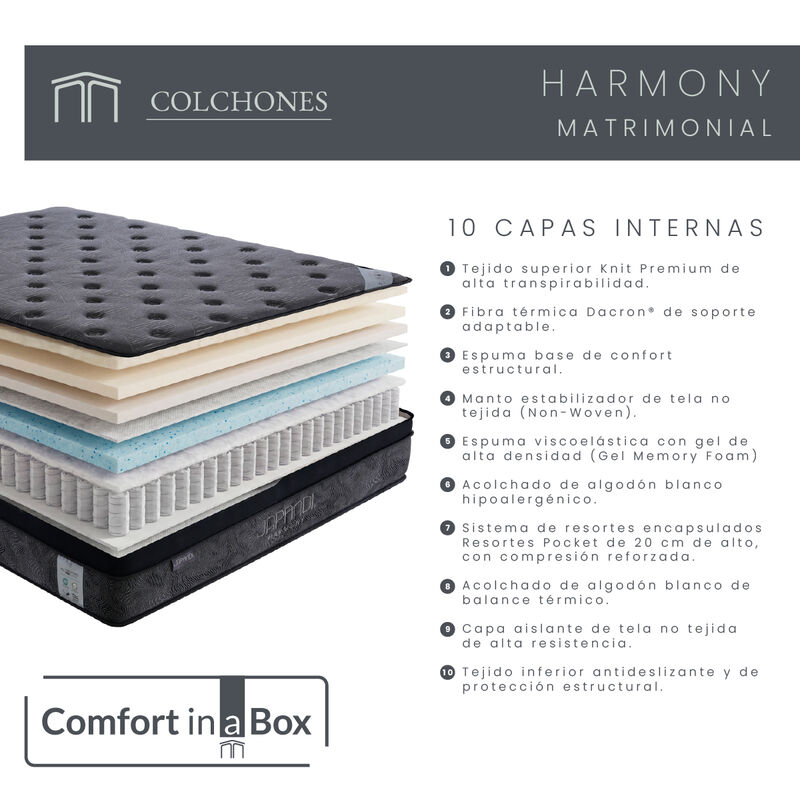 Colch&oacute;n Matrimonial Japandi Harmony Memory Foam... image number null