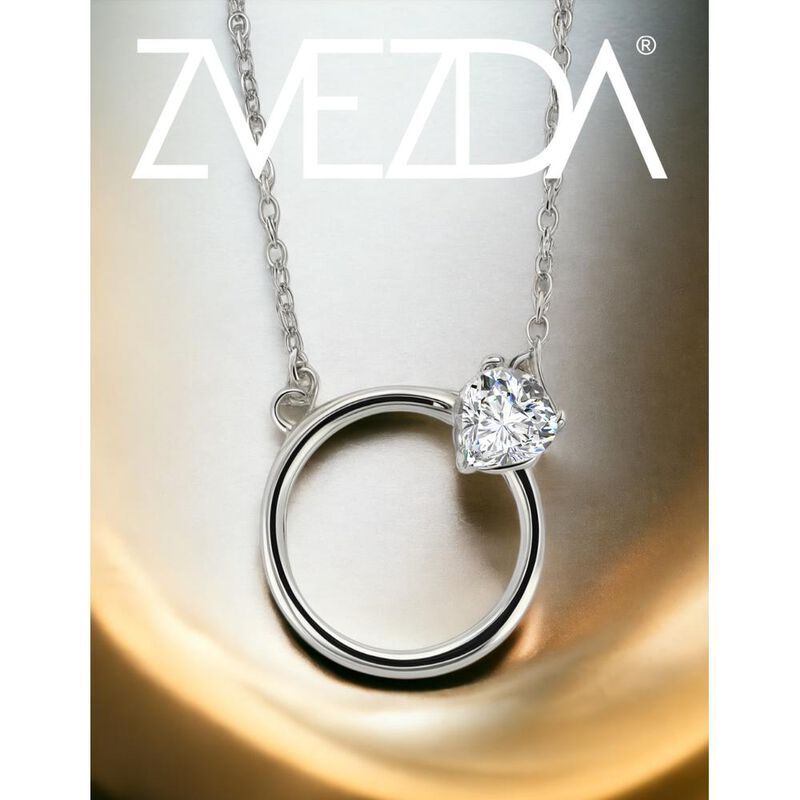 Collar de Mujer Plata .925 Círculo corazón Zvez... image number null