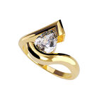 Anillo de Compromiso en Oro Amarillo 14K con Circonia -  Talla:8/ FJ587-14Y-CZ-8