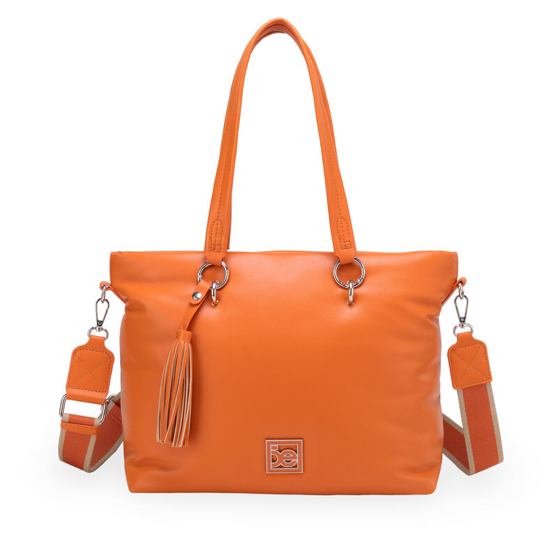 Bolsa Tote Grande Con Tassel Color Naranja image number null