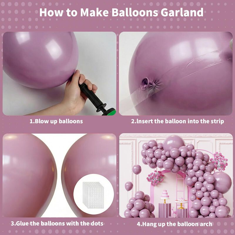 Kit De Arco De Globos Fqzylch 130 Piezas Lavand... image number null