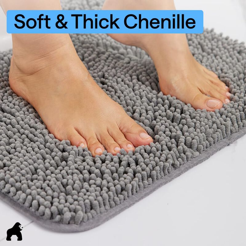 Alfombra De Ba&ntilde;o Gorilla Grip Gris De Chenilla ... image number null