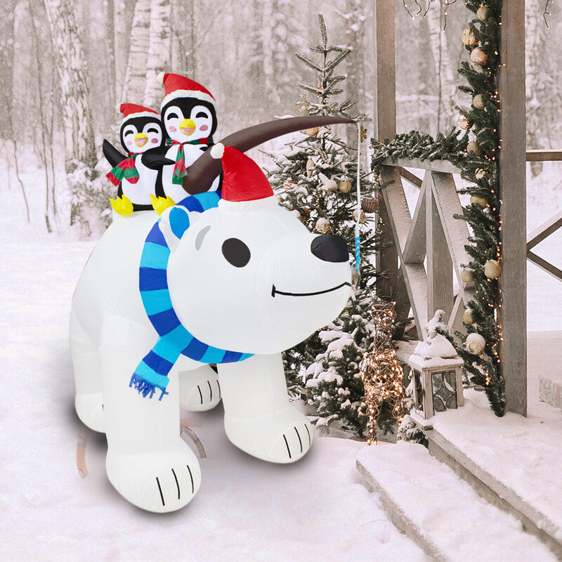 Inflable Navideño Oso Polar con pingüino Luz Le... image number null
