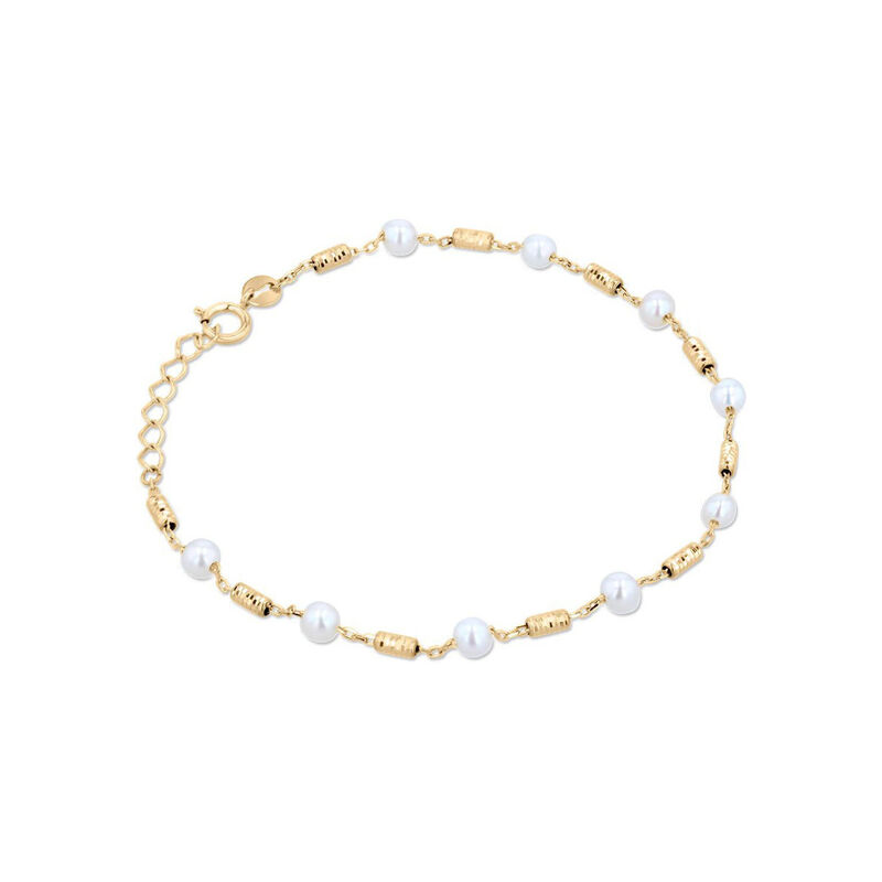 Pulsera De Oro Amarillo 14K Con Perla (16.5 + 2... image number null
