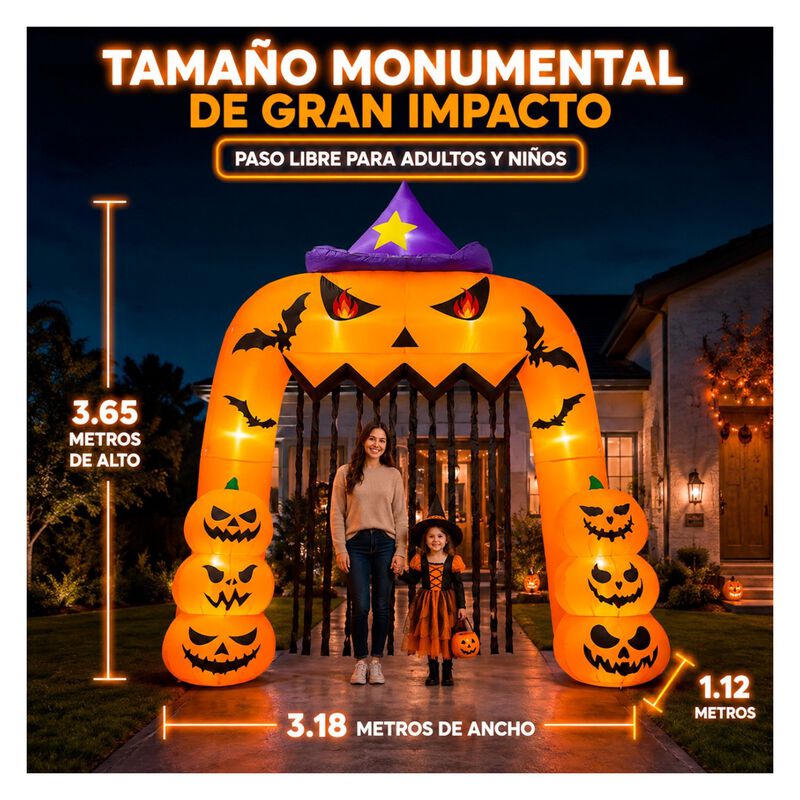 Inflable Halloween Arco Calabaza Bruja Gigante ... image number null