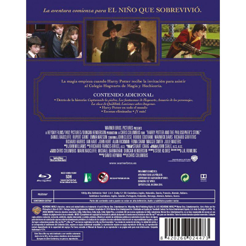 Harry Potter Y La Piedra Filosofal [blu-ray] (2... image number null