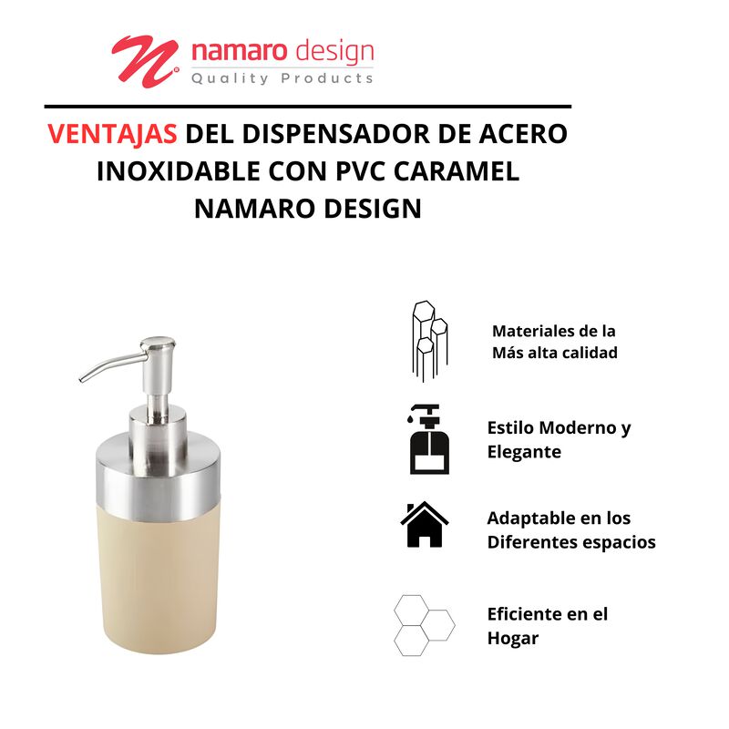 Dispensador De Acero Inoxidable Con PVC Caramel image number null