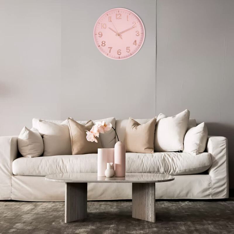 Reloj De Pared Hzdhclh Rosa De 30 Cm, Funciona ... image number null