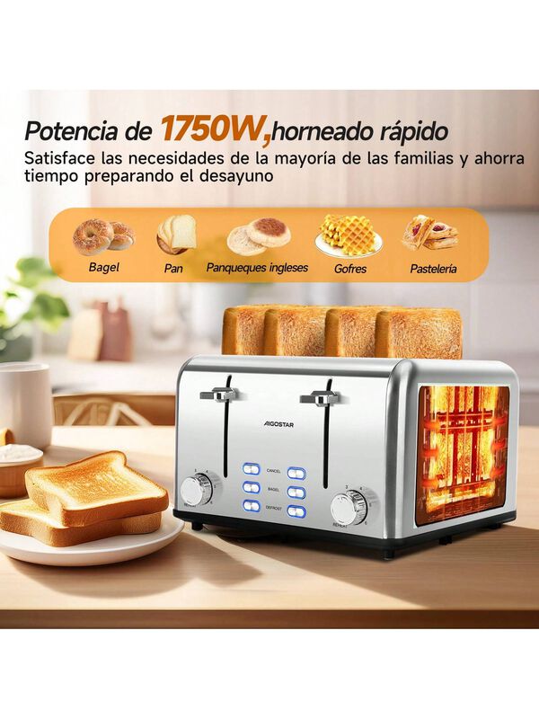 Tostadora Acero Inoxidable 4 Rebanadas 1750w Pl... image number null