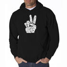 Sudadera Con Capucha Word Art Para Hombre - Dedos de Paz - Negro