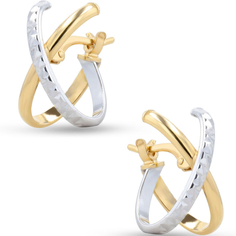 Arracadas Bicolor Diamantadas Oro 10k | Bizzarr... image number null