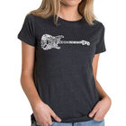 Camiseta Mezcla Premium Word Art Para Mujer - Rock Guitar- Negro