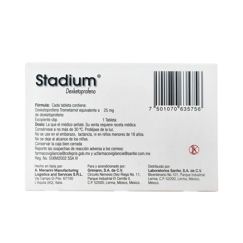 Stadium 25mg Caja Con 10 Tabletas image number null