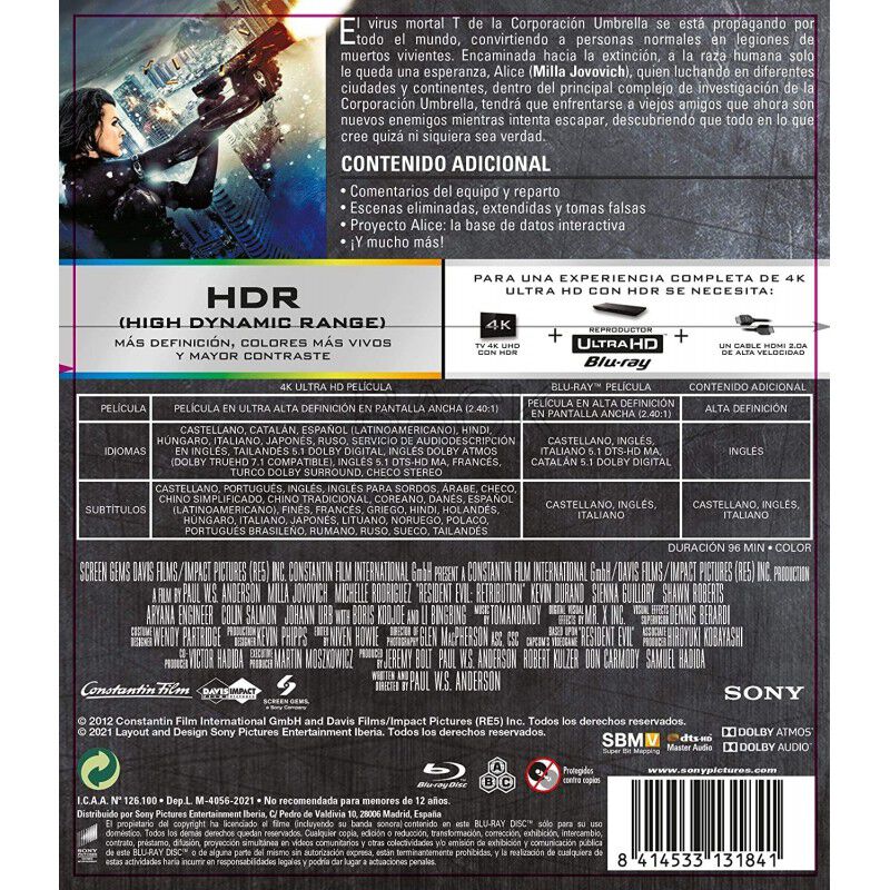 Resident Evil: Venganza [4k Uhd, Blu-ray] (2012... image number null