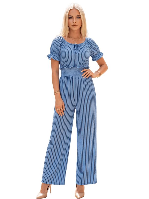 Jumpsuit Ves-1046 Azul De Manga Corta Y Pierna ... image number null