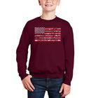 Sudadera De Cuello Redondo Word Art Para Ni&ntilde;o - Bandera Americana Con Fuegos Artificiales - Granate