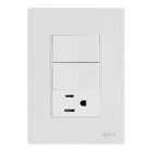 Placa Armada Cristal IGOTO CRIS1009-2009 con 2 apagadores sencillos y 1 contacto de 1 módulo COLOR BLANCO
