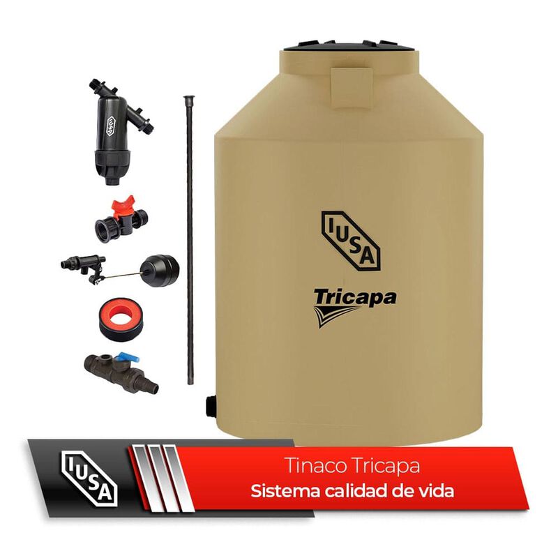 Tinaco Tricapa Iusa, 1100 L., Beige + Sistema C... image number null