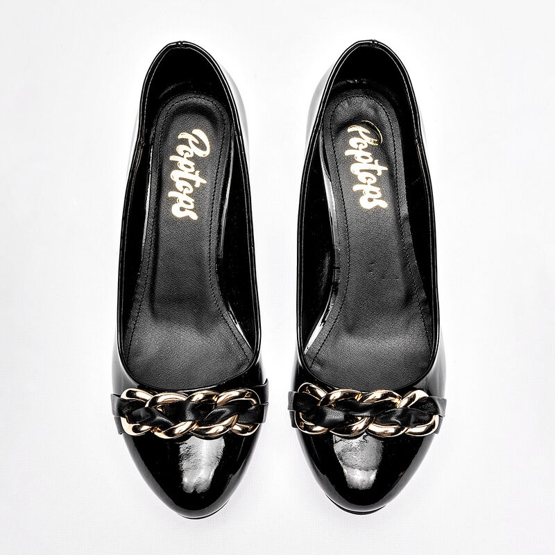 Poptops zapatilla para mujer  negro charol cod ... image number null