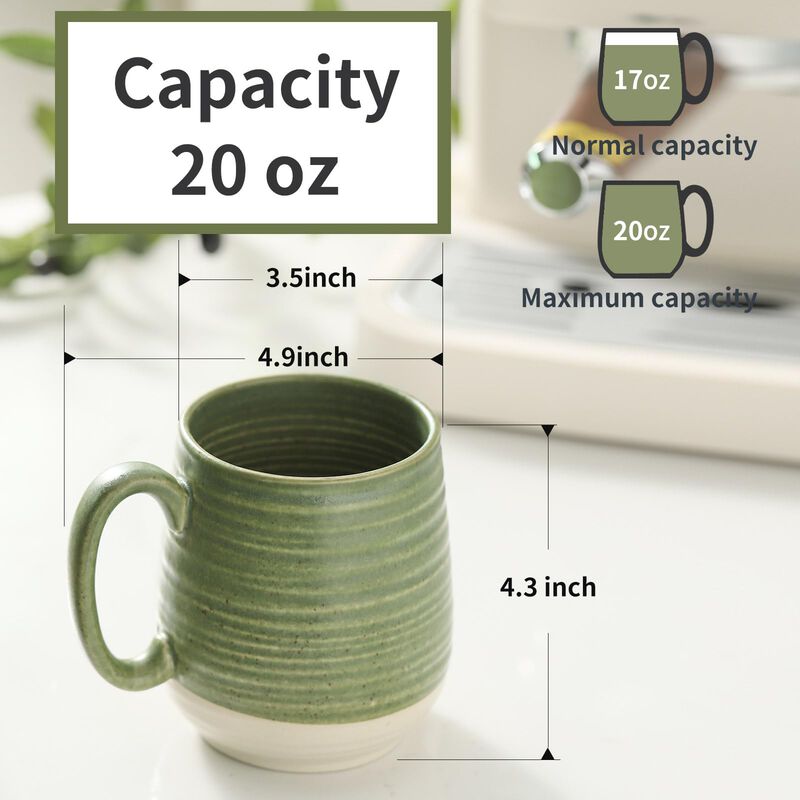 Taza De Caf&eacute; Hasense 591 ml Verde Y Beige De Ce... image number null