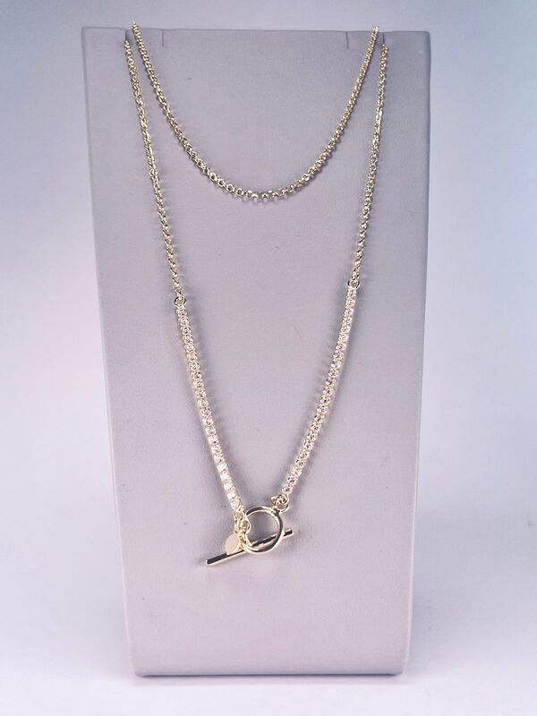 Gargantilla De Plata Dorada Con Zirconias image number null