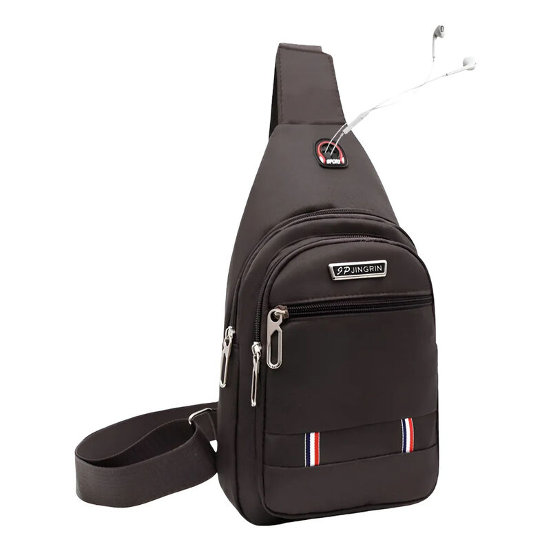 Bolso Bandolera Impermeable de Lona Marr&oacute;n image number null