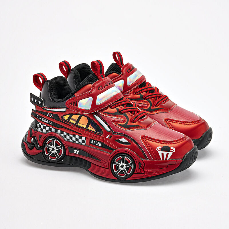 Clasben Tenis urbano para ni&ntilde;o rojo negro, aguj... image number null