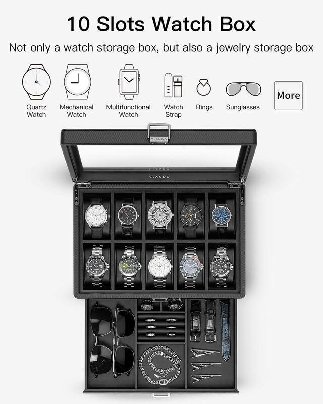 Caja De Relojes Vlando Para 10 Relojes De Piel ... image number null