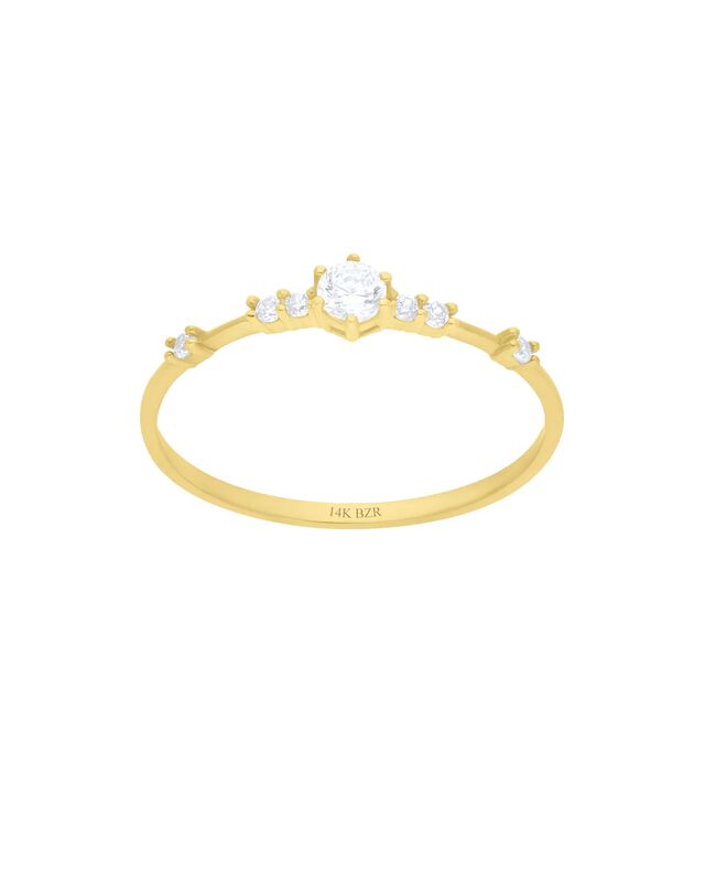 Anillo De Oro Amarillo 14k Con Zirconia - Kr007... image number null