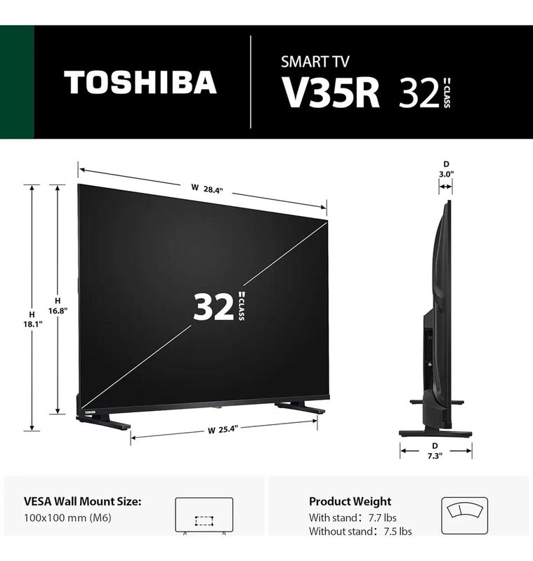 Pantalla Toshiba 32v35ru 32 Pulg Led Fhd Smart ... image number null