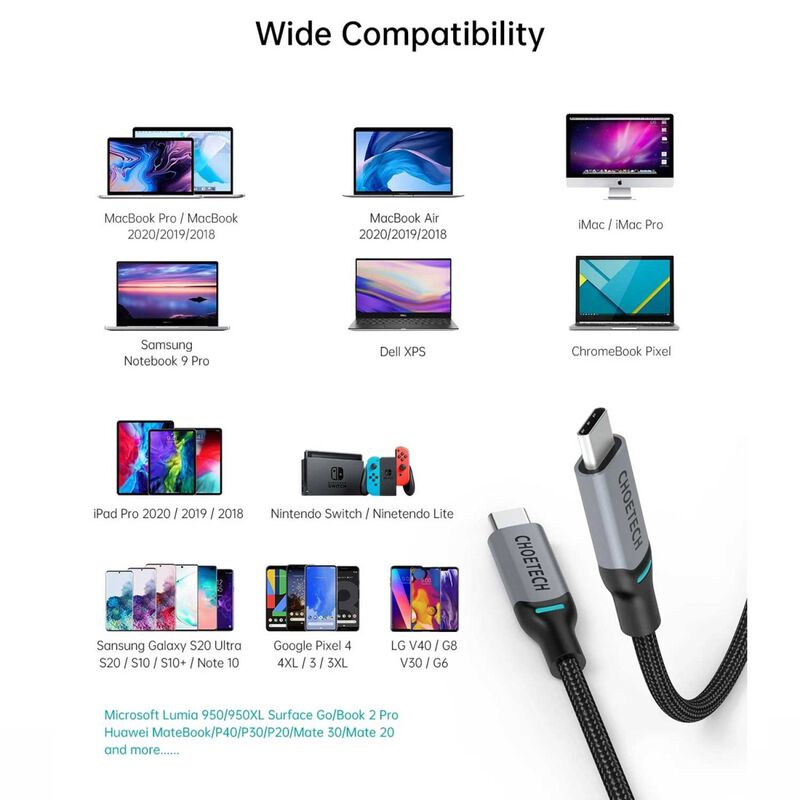 Cable Datos 2 X Choetech Reforzado Usb-c A Usb-... image number null