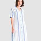 Vestido Corto de Rayas con Botones Azul